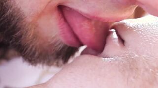 Close Up Snatch Licking. Irresistible Cunnilingus And Strong Female Orgasm