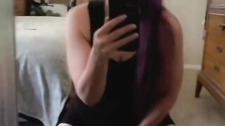 Hot Milf Kneeling In Front Of Mirror Playing With Her Soaking Wet Pussy Up Close View