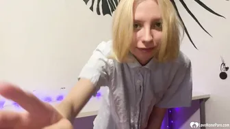 Cute Blonde In Socks Playing With Herself