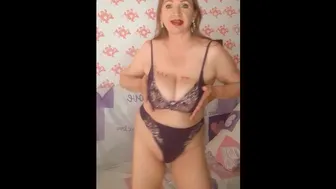 Mariaold Milf With Huge Tits Do Striptease Sexy Lingerie, Masturbation