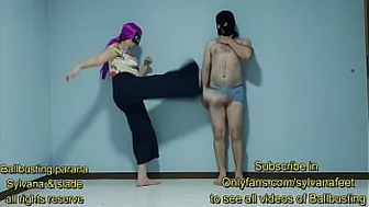 Hard Ballbusting Kicks In Slow Motion