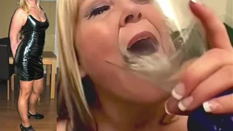 Cum Guzzling Slut Wife Drinking Multiple Strangers Jizz Cum Loads From Cocktail Glass